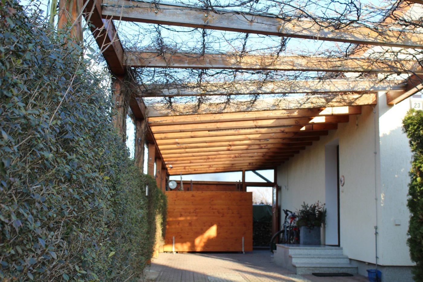 Carport mit transparenter Dachfläche